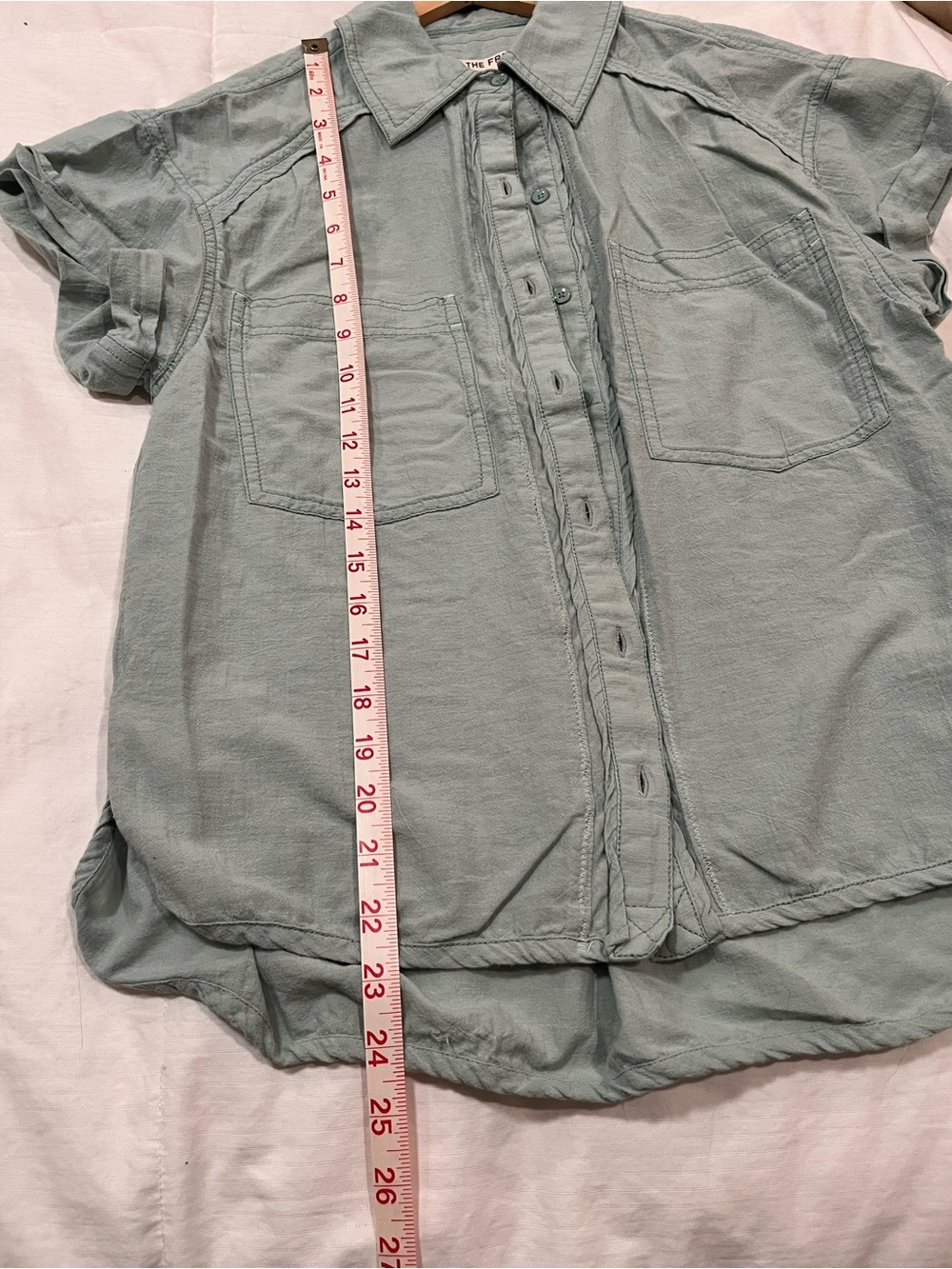 Free People Relaxed Short-Sleeve Button-Down Shirt in Mint - Picture 8 of 11